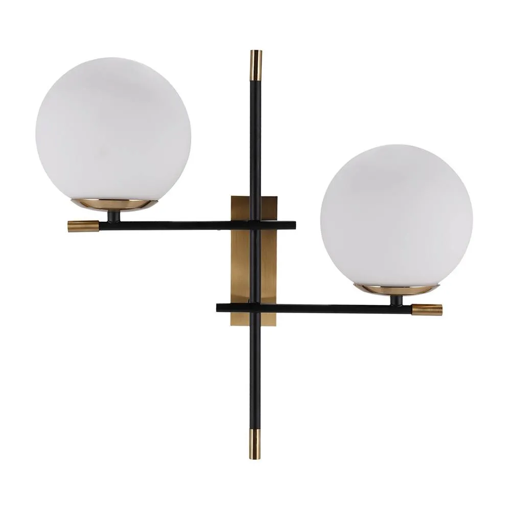 Netlighting Stelia Modern 2 Light Wall Lamp E14 in Black