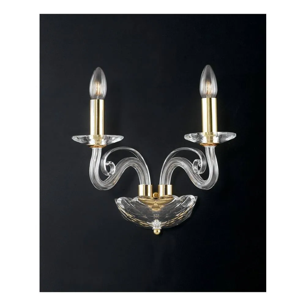 Netlighting EPOQUE Twin 2 Light Candle Wall Light Gold Crystal 36x31x23cm