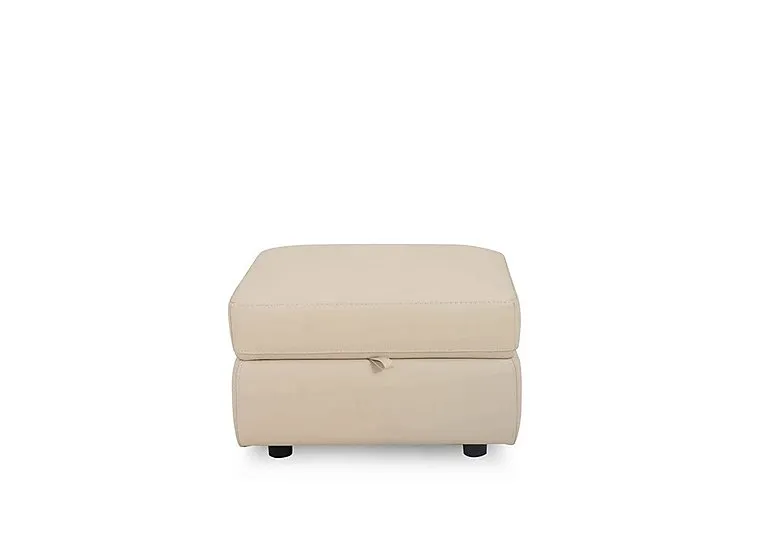 Compact Collection Lille Leather Storage Footstool - BV Bisque