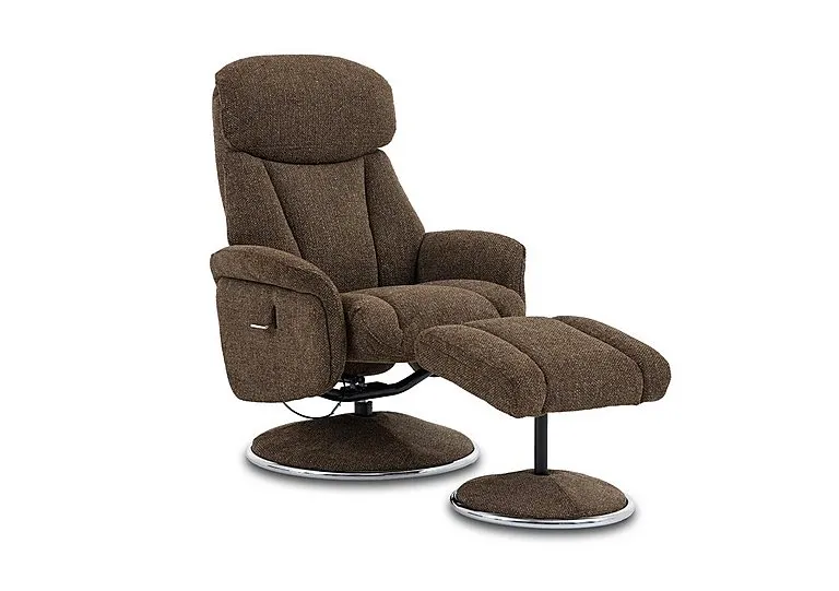 Elm Fabric Swivel Recliner Chair and Footstool