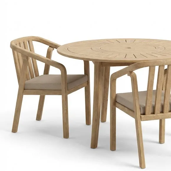 Maris 4 Seater Round Garden Dining Set With 4 Riven Chairs 4