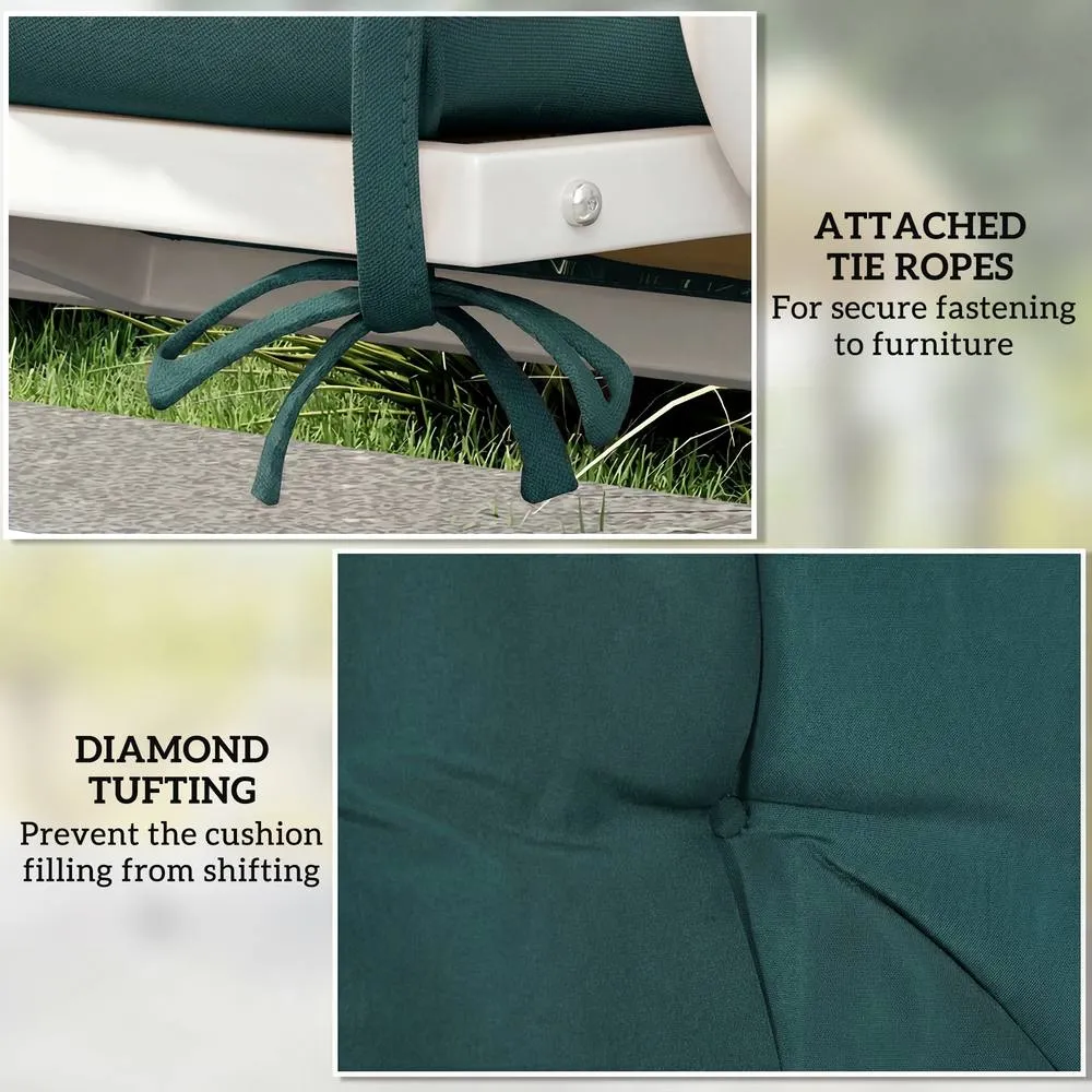 OUTSUNNY 2 Seater Garden Bench Cushion Outdoor Seat Pad with Ties in Green 6