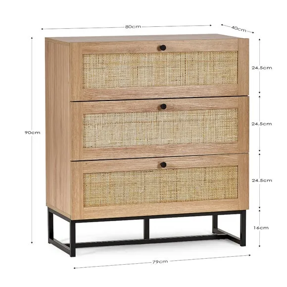 Hollis 3 Drawer Chest, Oak 6