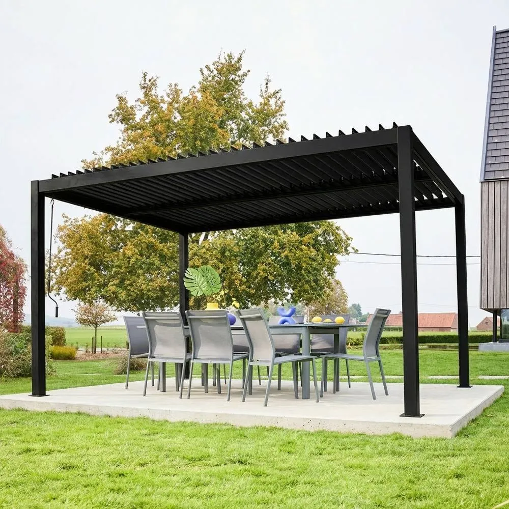 sweeek Louvered pergola aluminium & steel 4 x 3m in Black