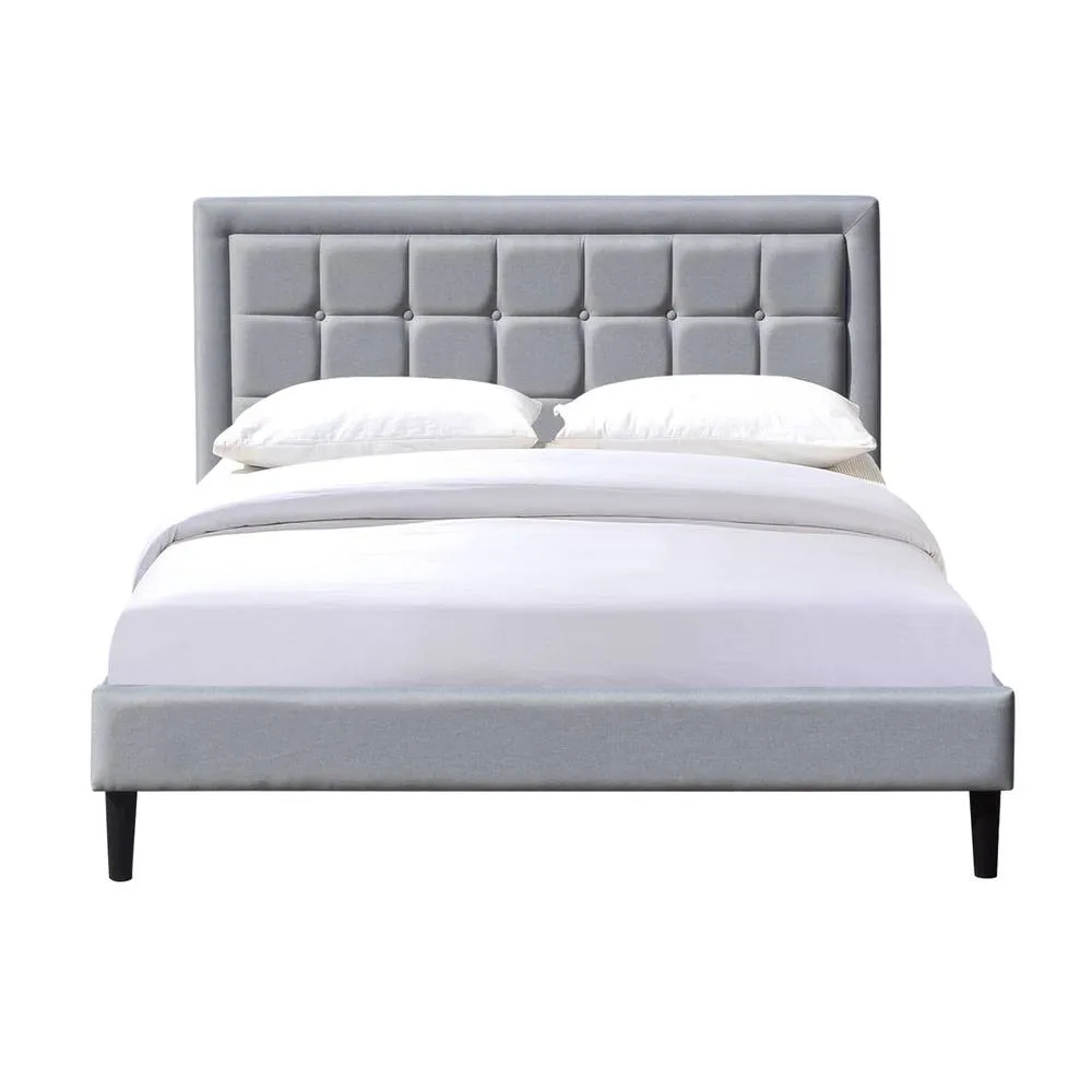Comfy Living Ltd Fabric Bedframe With Buttoned Headboard in Light Grey 2