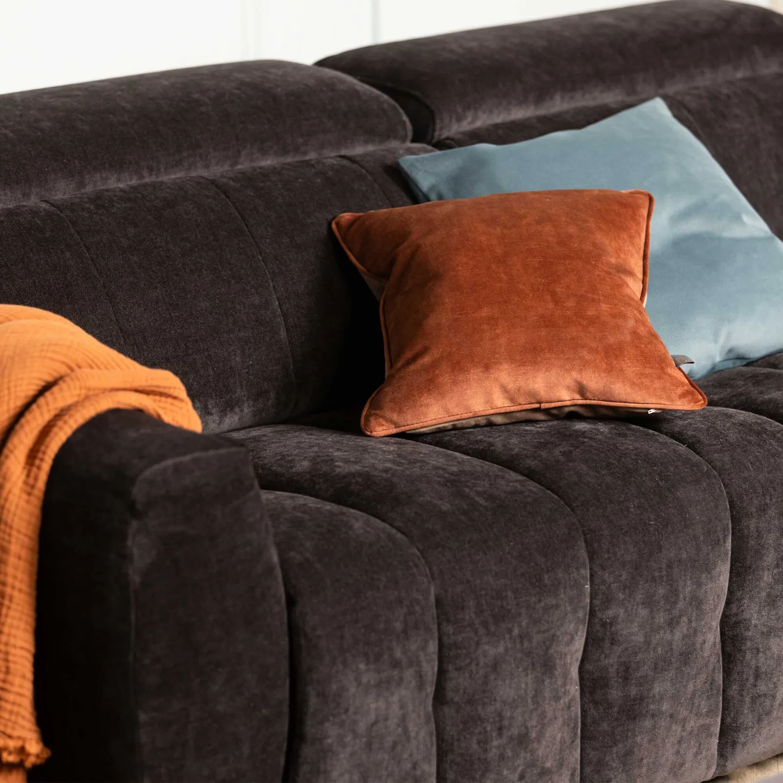 Montgomery 2 Power Seater & Headrest Recliner Sofa, Brown Fabric | Barker & Stonehouse 5