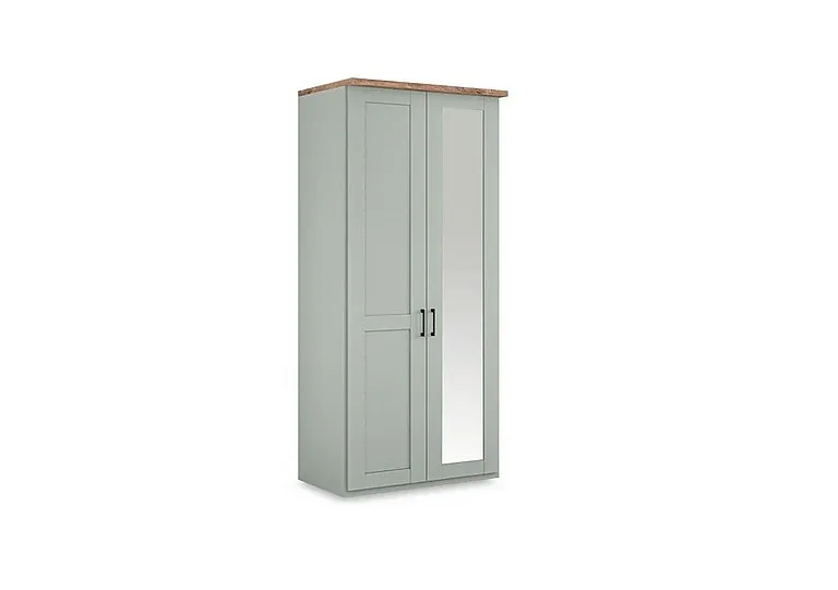 Adeline 2 Door Hinged Wardrobe with Right Hand Mirror - Sage