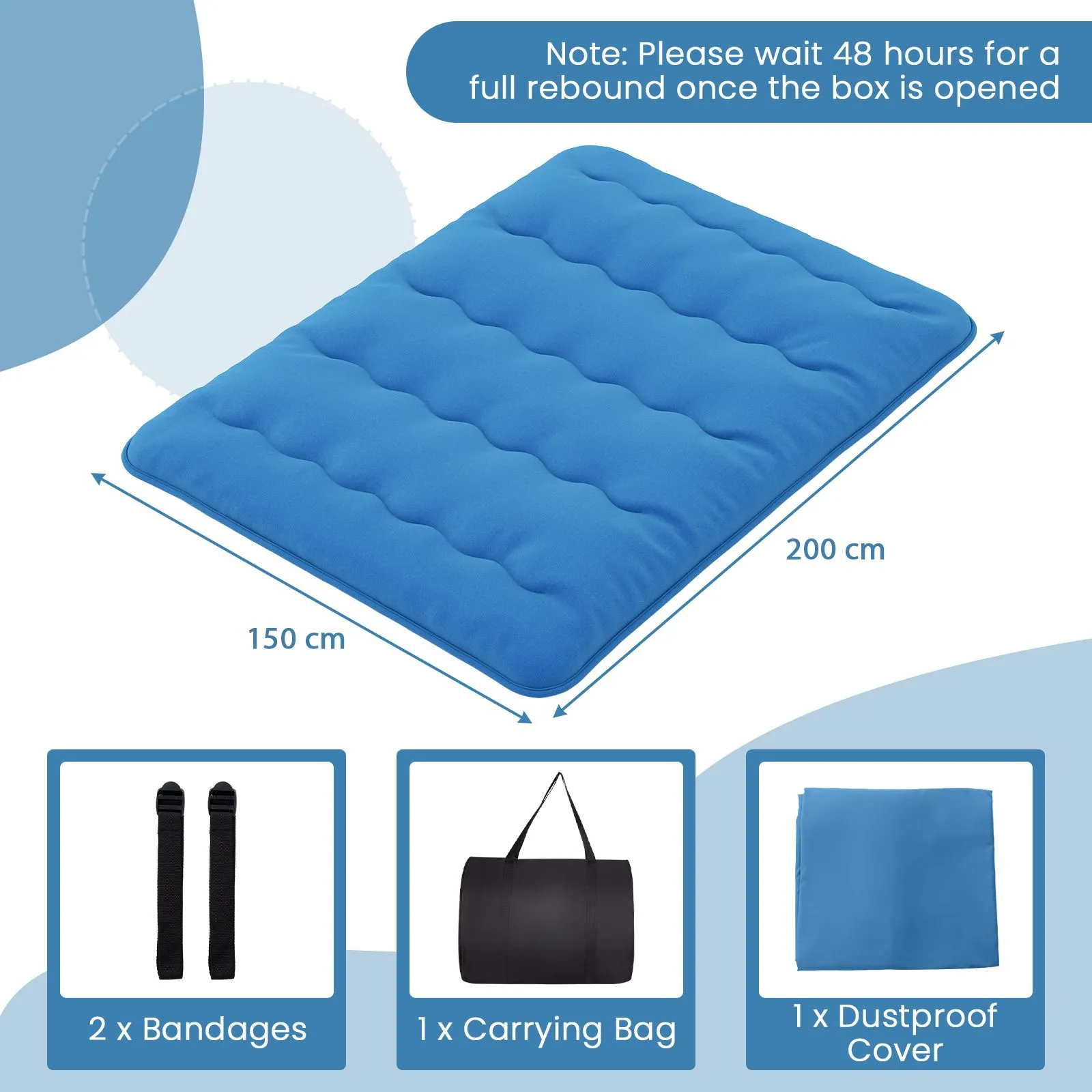 Costway Foldable Tatami Mat Floor Futon Mattress Roll up Sleeping Pad with Washable Cover, Small Double/Double/King Size in Navy 2