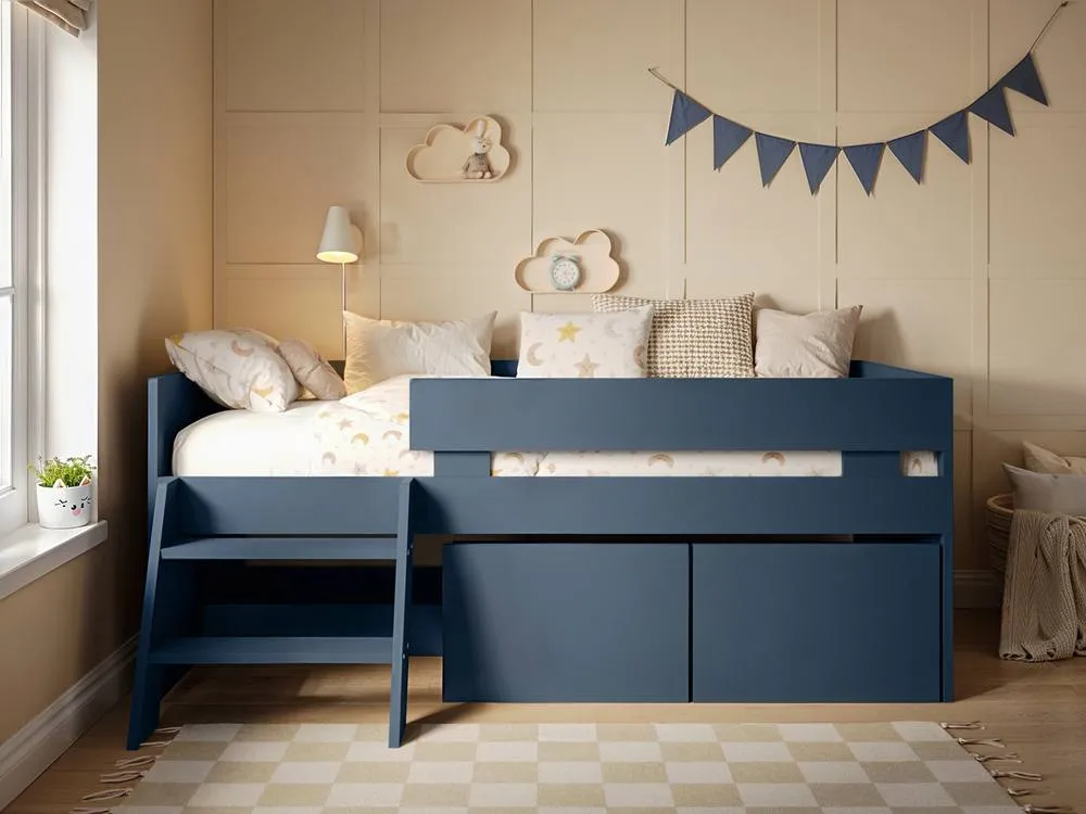 Flair Logan Single Storage Low Sleeper Bed in Blue 2