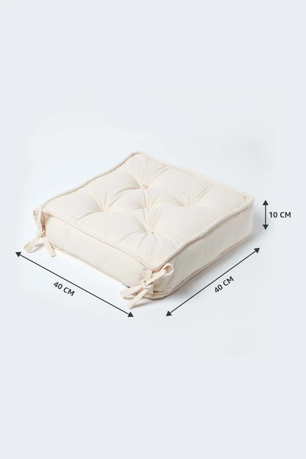 Homescapes Cotton Dining Chair Booster Cushion in Cream 2