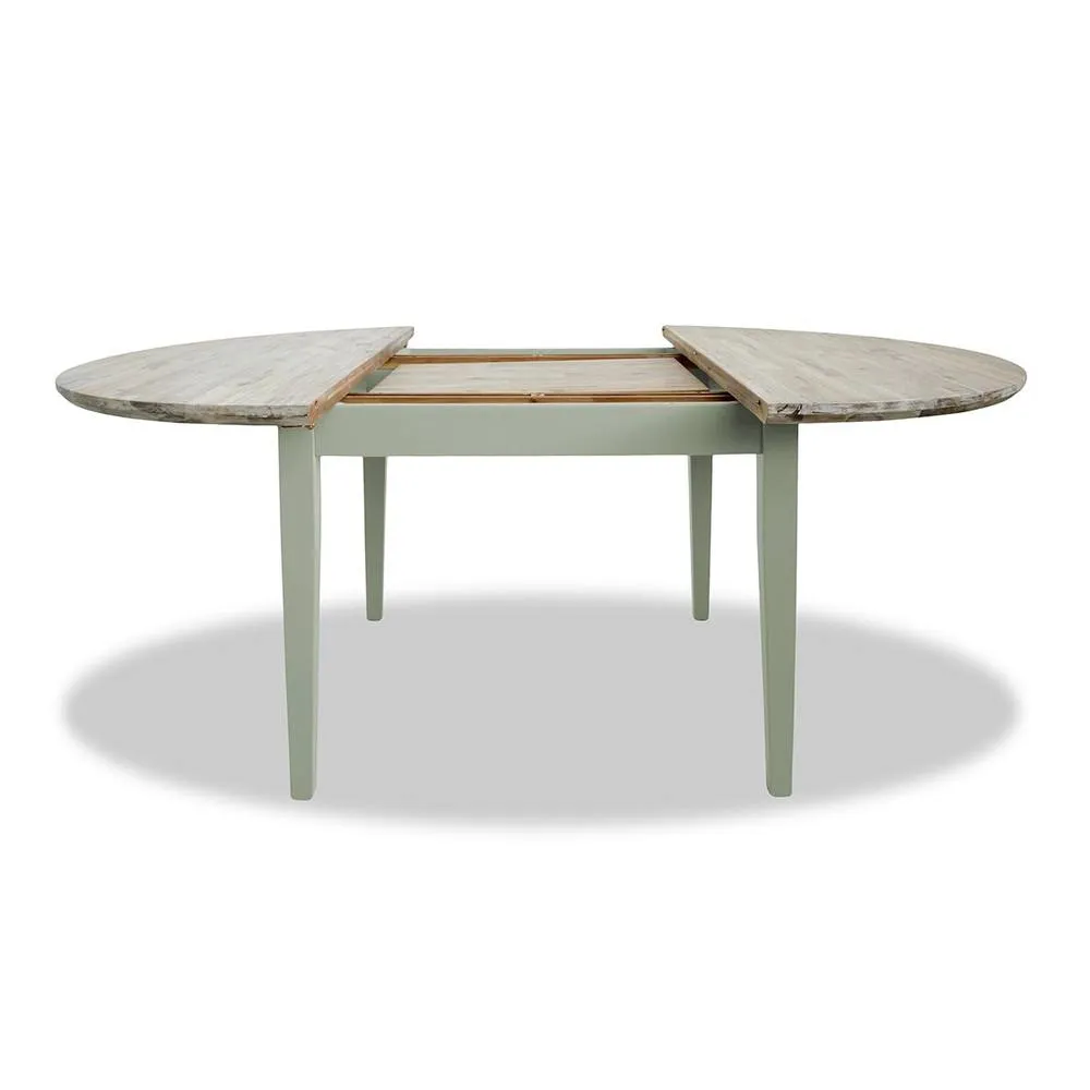 Statement Furniture Florence Round Oval Extendable Kitchen Dining Table in Light Green 3