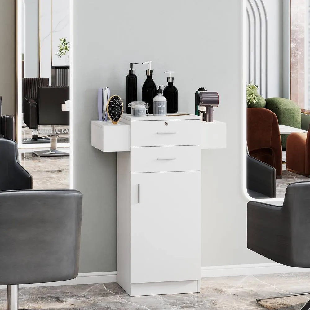 Costway Beauty Salon Storage Cabinet Locking Beauty Styling Equipment Station in White 5