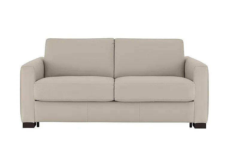 Alcova 2.5 Seater Leather Sofa Bed with Box Arms - Botera Crema