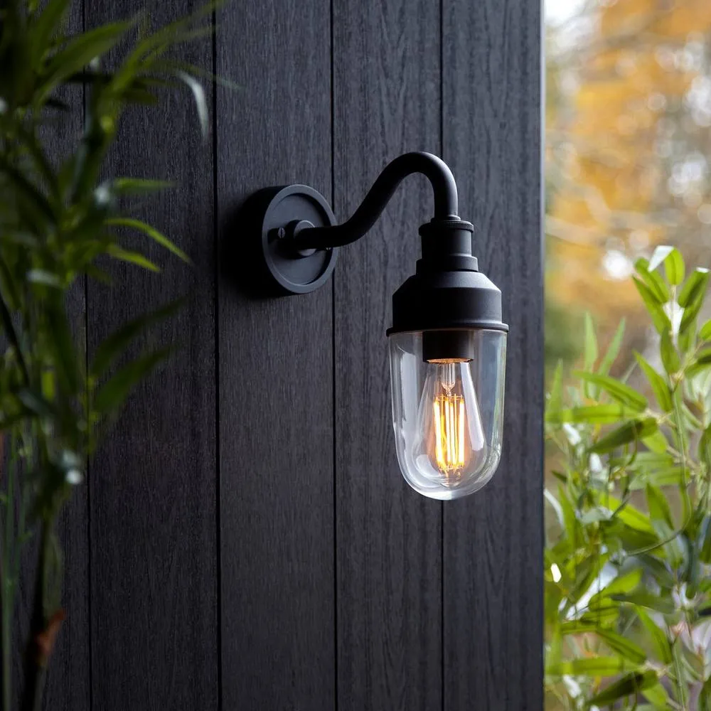 Netlighting Monza Outdoor Wall Lantern Matt Black Clear Glass 2