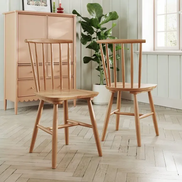 Harvey Set of 2 Dining Chairs, Beech Wood 2