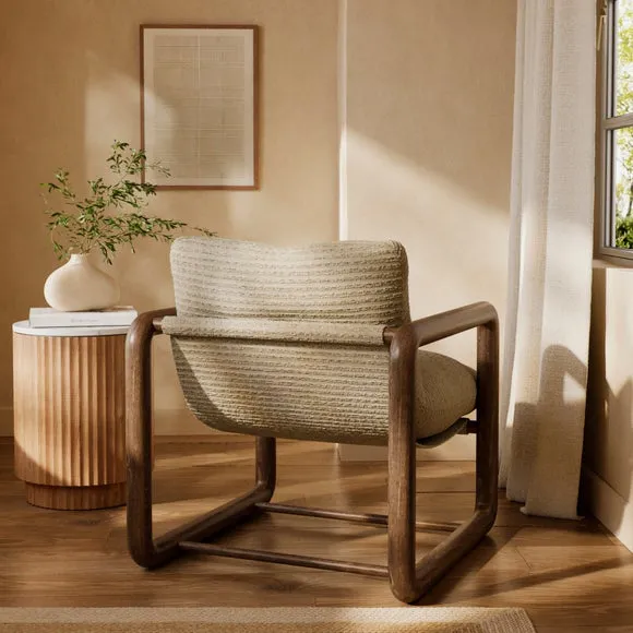 Malia Boho Stripe Chunky Wooden Occasional Armchair 2