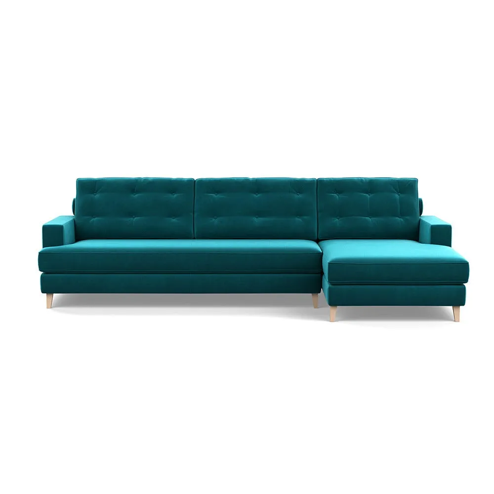 Heal's Mistral Right Hand Facing Corner Sofa Smart Velvet Petrol Natural Feet