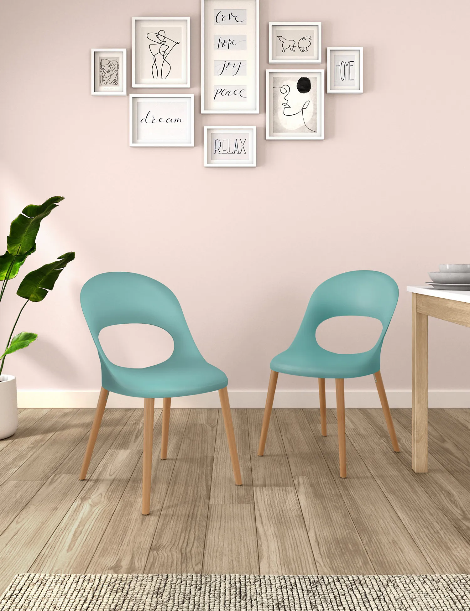 M&S Loft Set of 2 Curved Back Dining Chairs