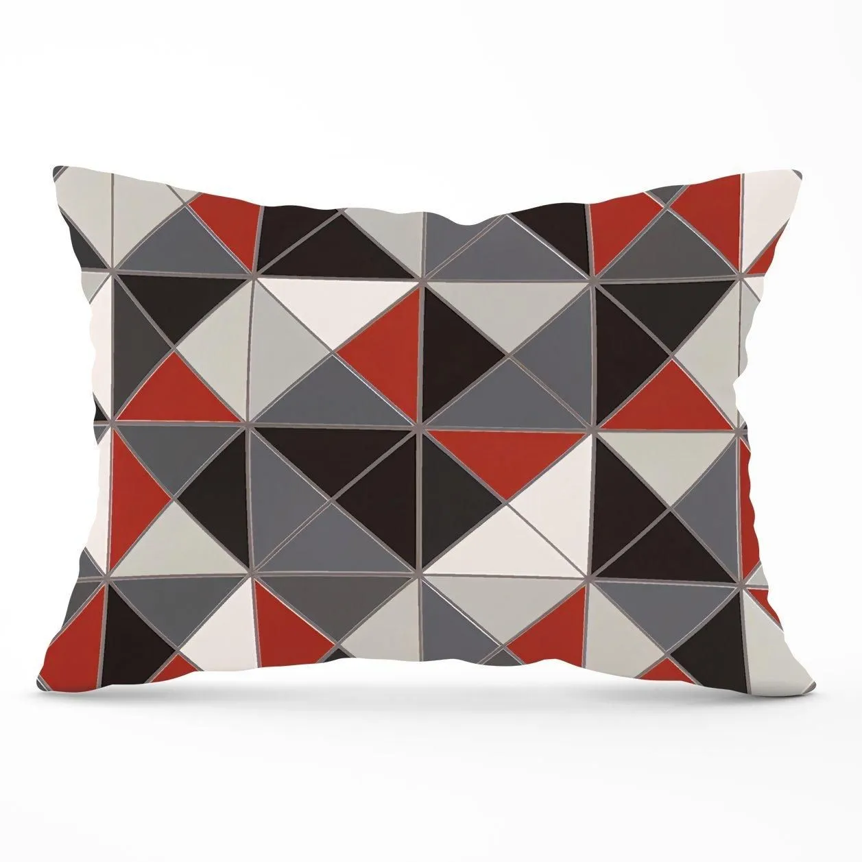 Warren Reed - Designer Grey Red Triangle Geometric Cushions