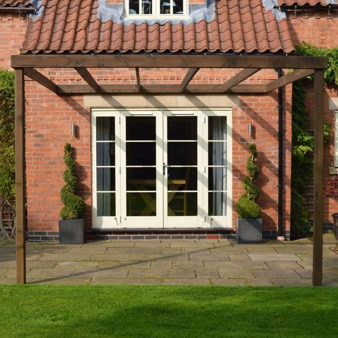 Rutland County Garden Furniture Ltd Wall Mounted Box Pergola - L300 x W300 x H270 cm - Rustic Brown