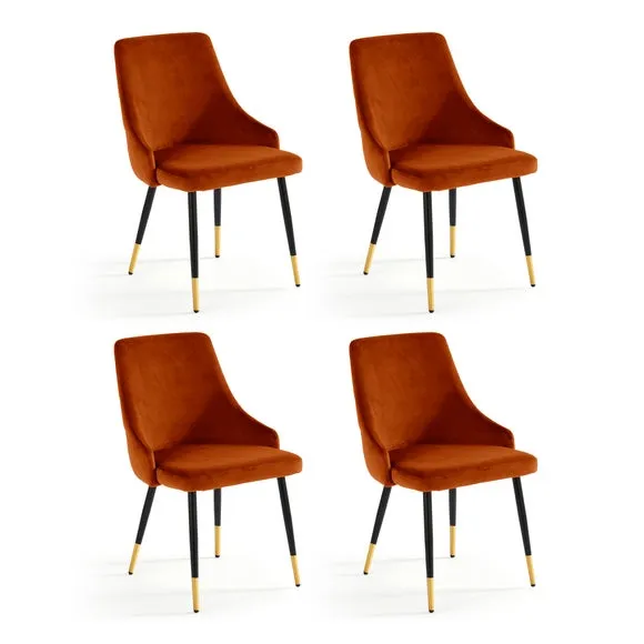 Ariana Set of 4 Burnt Orange Dining Chairs Velvet 6