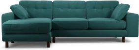 Content by Terence Conran Tobias, Left Hand facing Chaise End Sofa, Kingfisher Blue Velvet, Dark Wood Leg