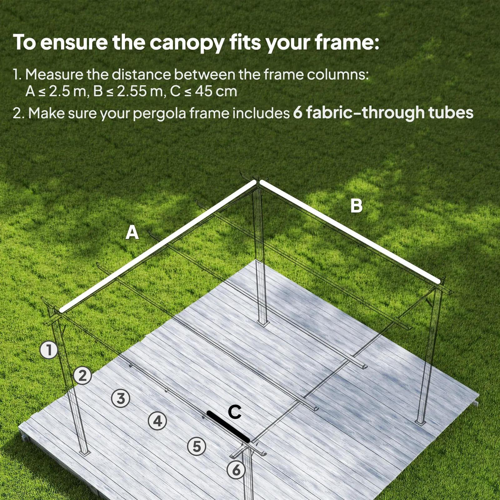 OUTSUNNY 2.55x2.5 m Pergola Cover Replacement for 3x3 m Frame in Brown 4