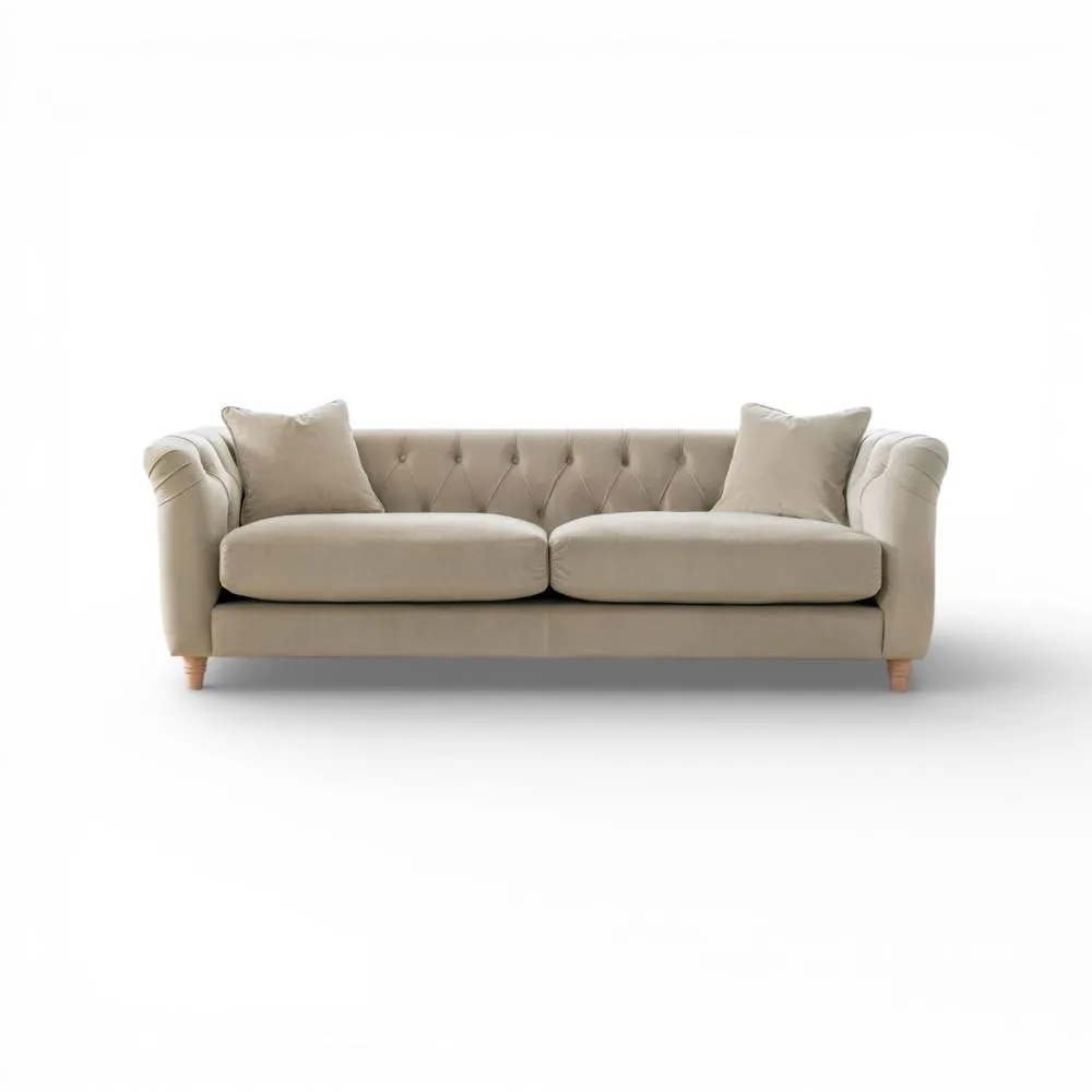The Great Sofa Company Kensington 3-Seater Velvet Chesterfield Sofa in Cream 3