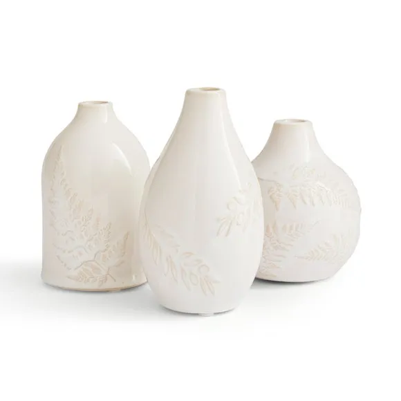 Set of 3 Churchgate Fern Ceramic Bud Vases 3