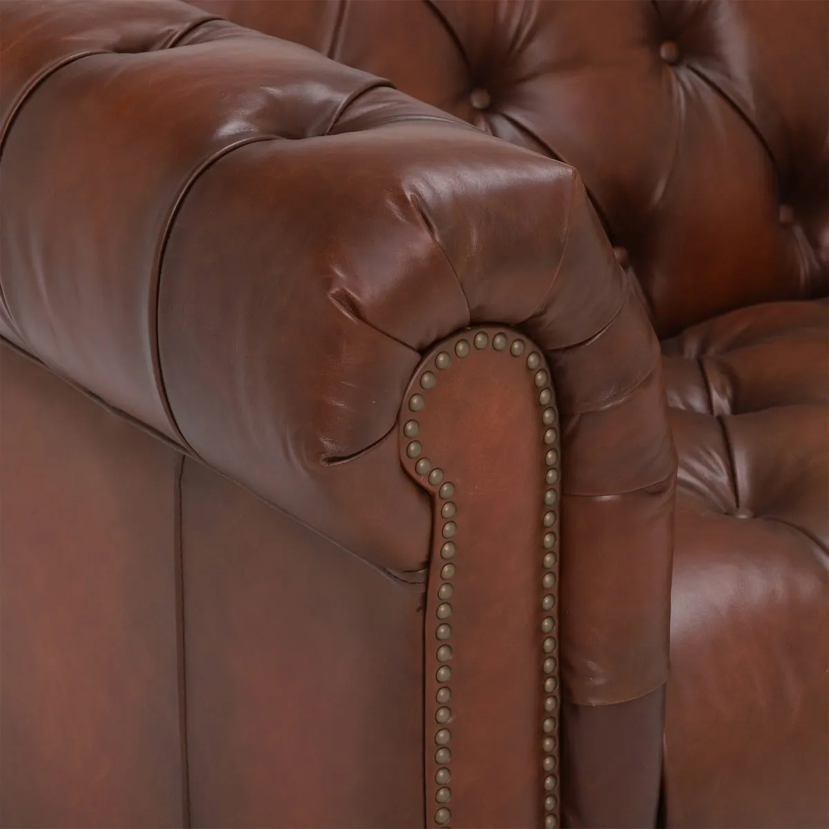 Ullswater 3.5 Seater Leather Chesterfield Sofa, Brown Fabric | Barker & Stonehouse 5