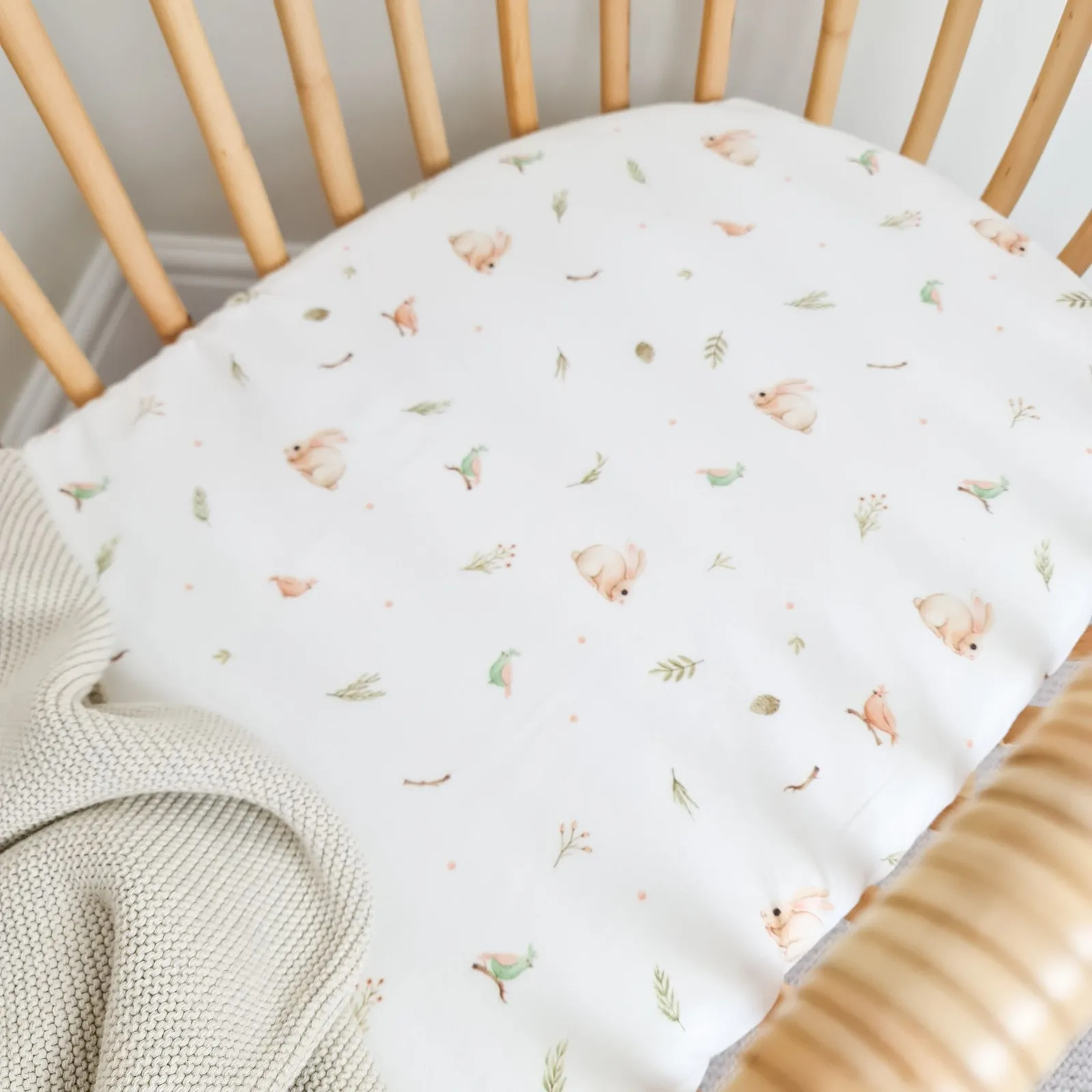 Minky Myles Baby Fitted Moses Basket Sheet. Cotton Neautral Bunny Nursery Sheet. Crease. Baby Bedding Crib Sheets in White