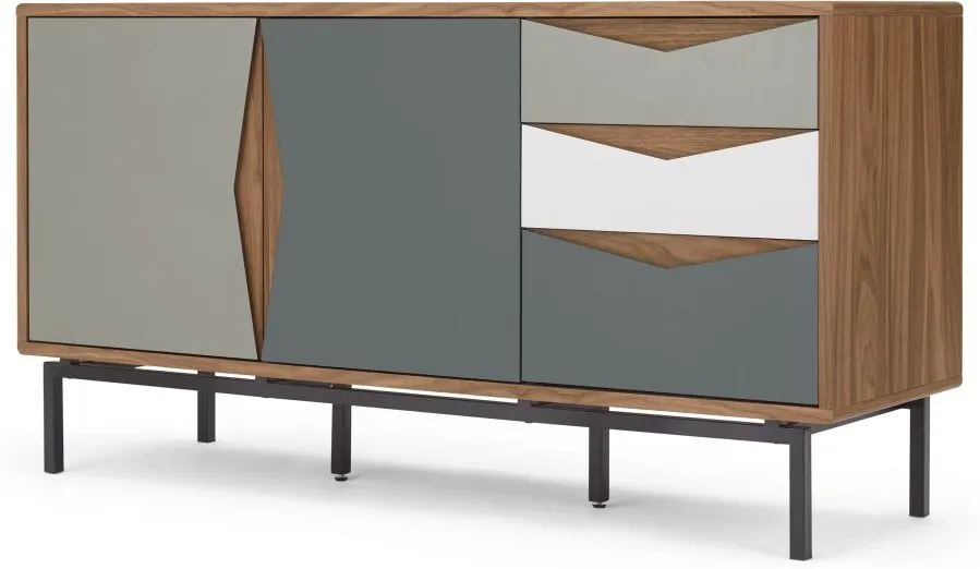 Louis sideboard, walnut and grey