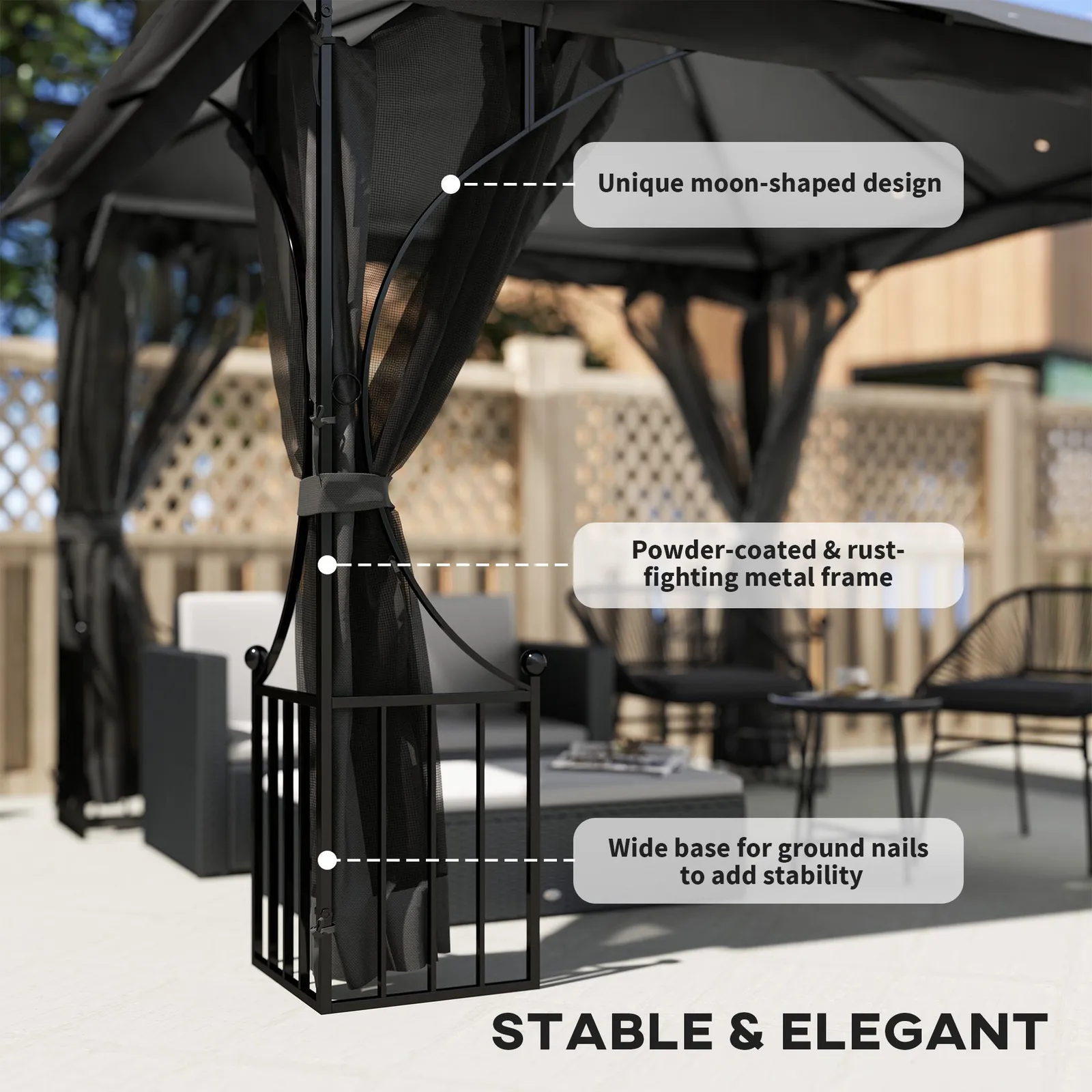 OUTSUNNY Gazebo Party Tent Canopy Sun Shade for Patio Garden 3x3(m) in Dark Grey 5