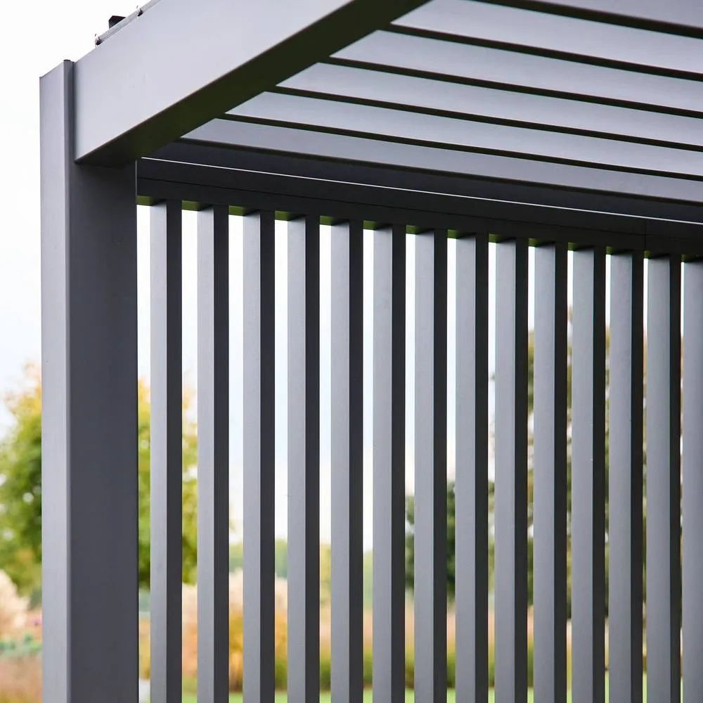 sweeek Louvered pergola aluminium 4 x 3m + 3 100cm vertical louver panels in Dark Grey 6