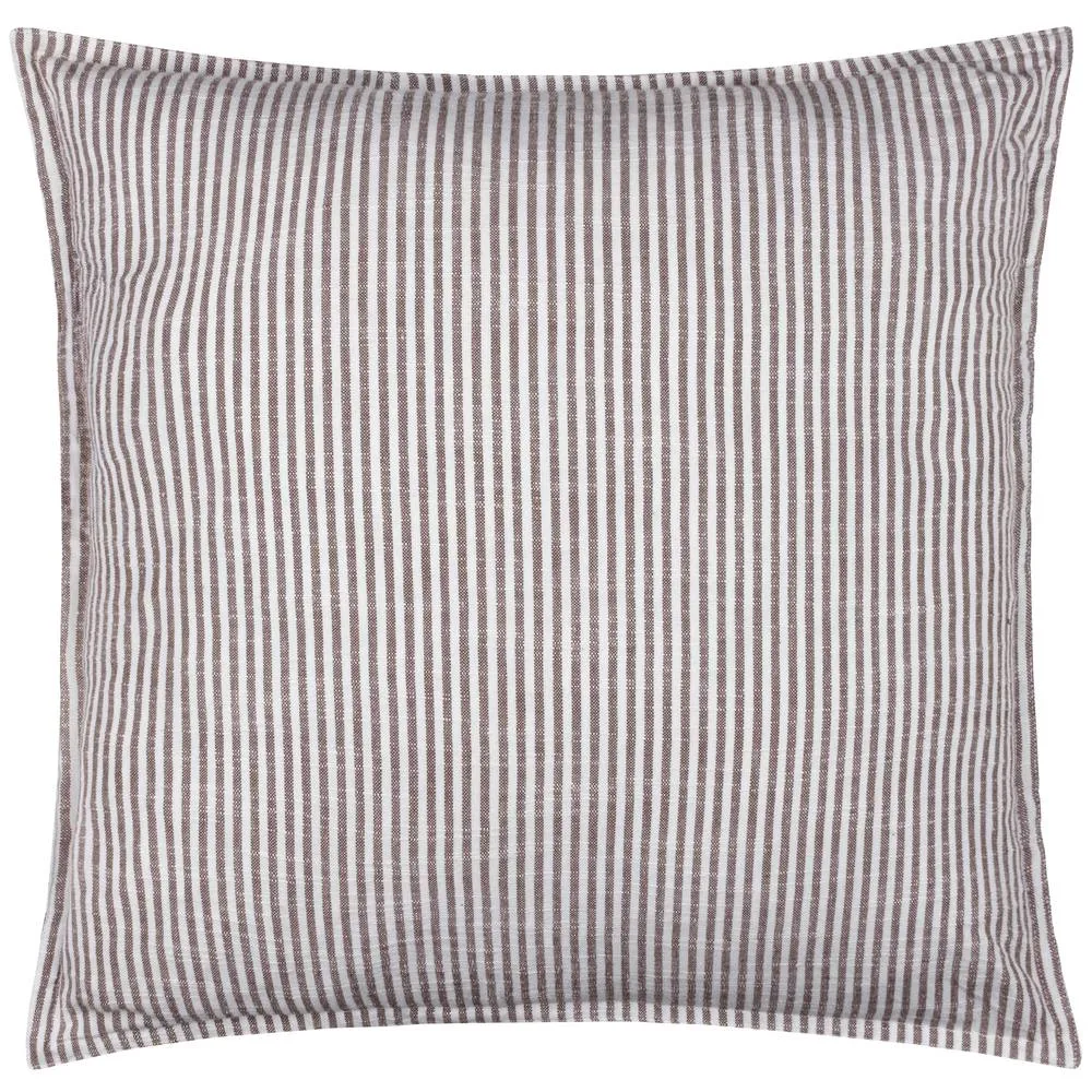 Yard Truro Stripe Reversible 100% Cotton Cushion in Chocolate 2