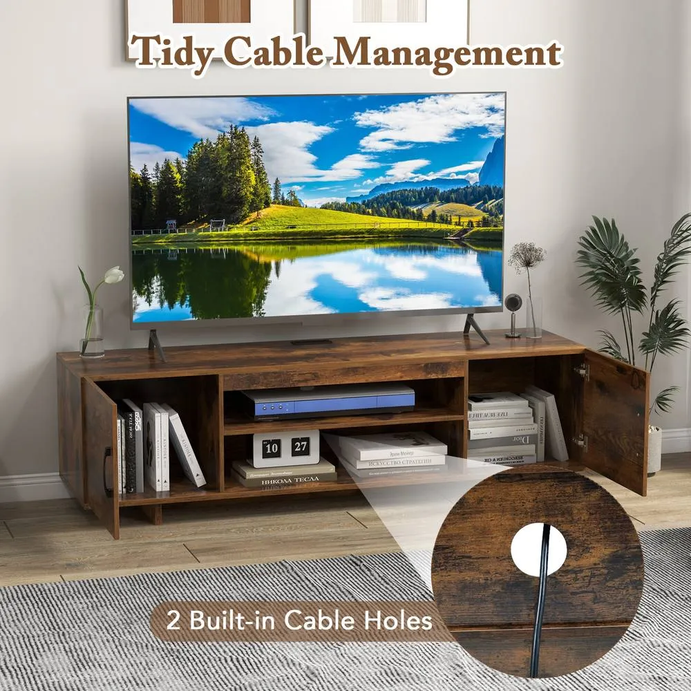 Costway TV Stand for TVs up to 70" 152 cm Entertainment Center w/ Power Outlet in Brown 5