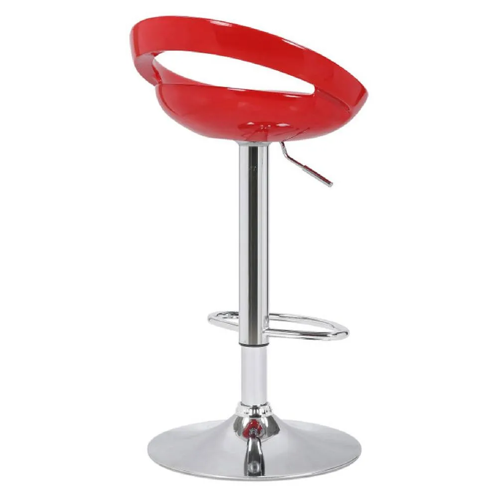 netfurniture Halfy Half Moon Retro Kitchen Bar Stool - Red Seat Height Adjustable 5