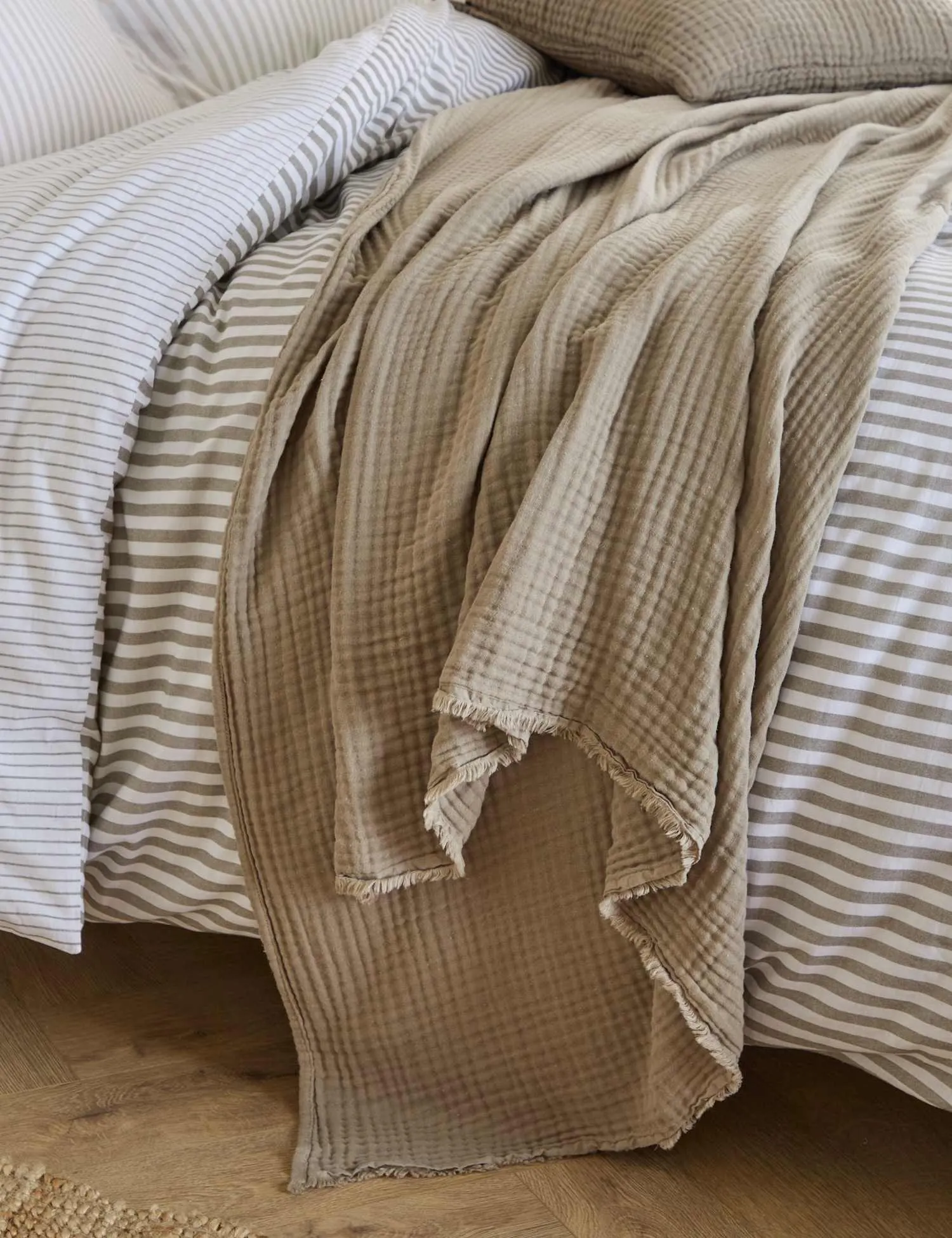 YARD Pure Cotton Muslin Throw Light Brown