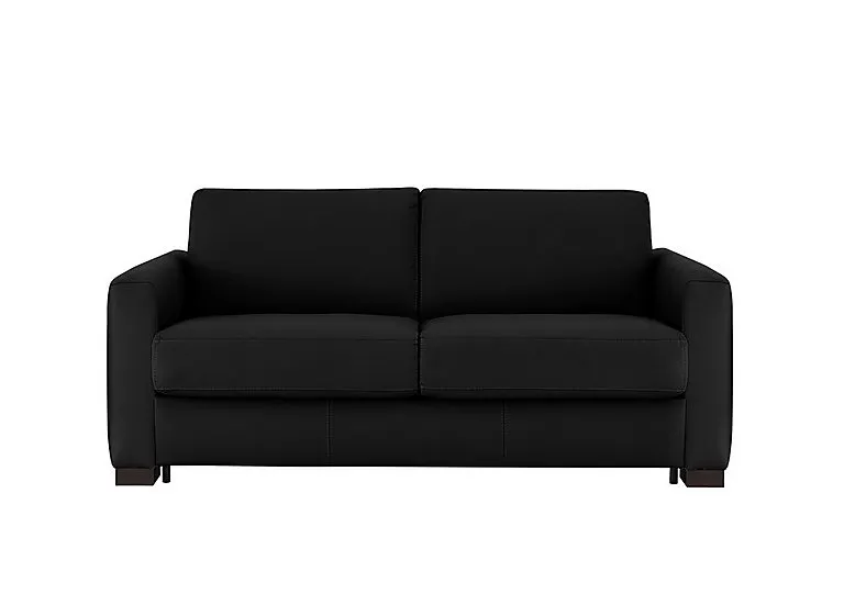 Alcova 2.5 Seater Leather Sofa Bed with Box Arms - Torello Nero - Sofas and Armchairs - In Time for Christmas