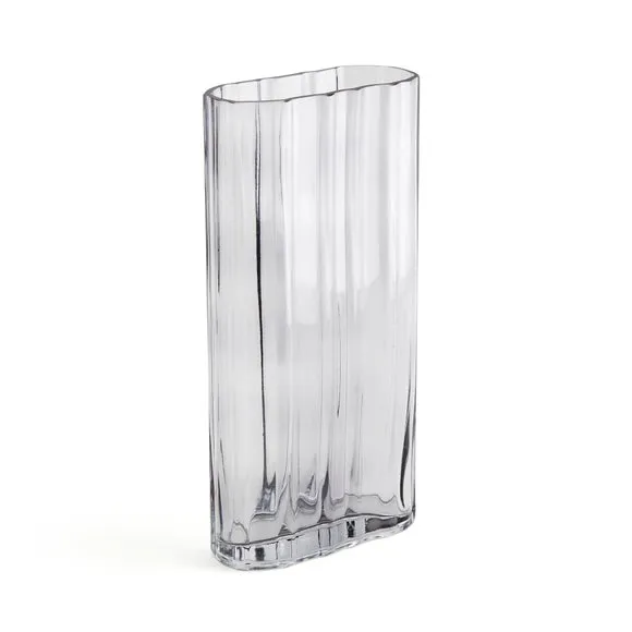 Luxe Ribbed Rectangle Grey Glass Vase 3