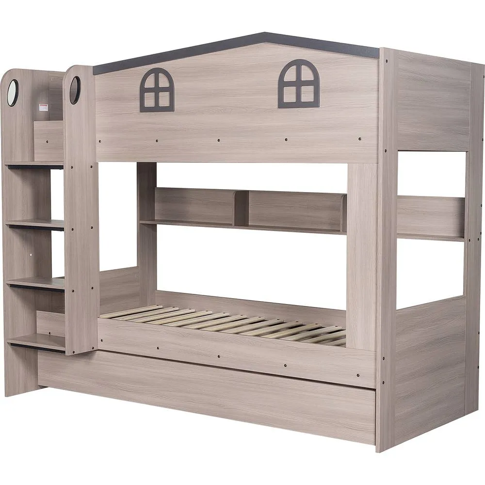 Seconique Hector Bunk Bed & Trundle Set in Grey 5