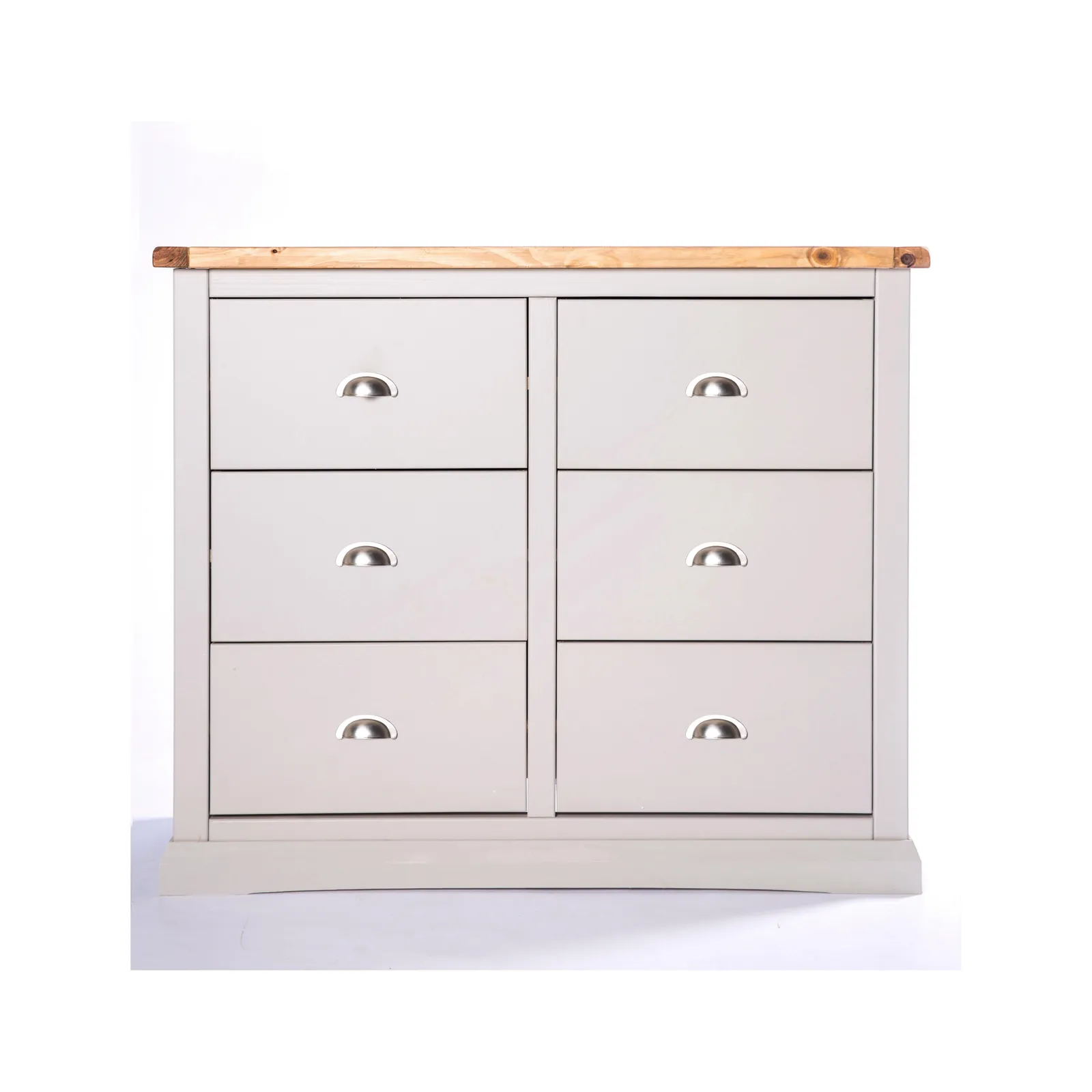 Cabinet Bits Loreo 6 Drawer Chest of Drawers Chrome Cup Handle in Light Grey