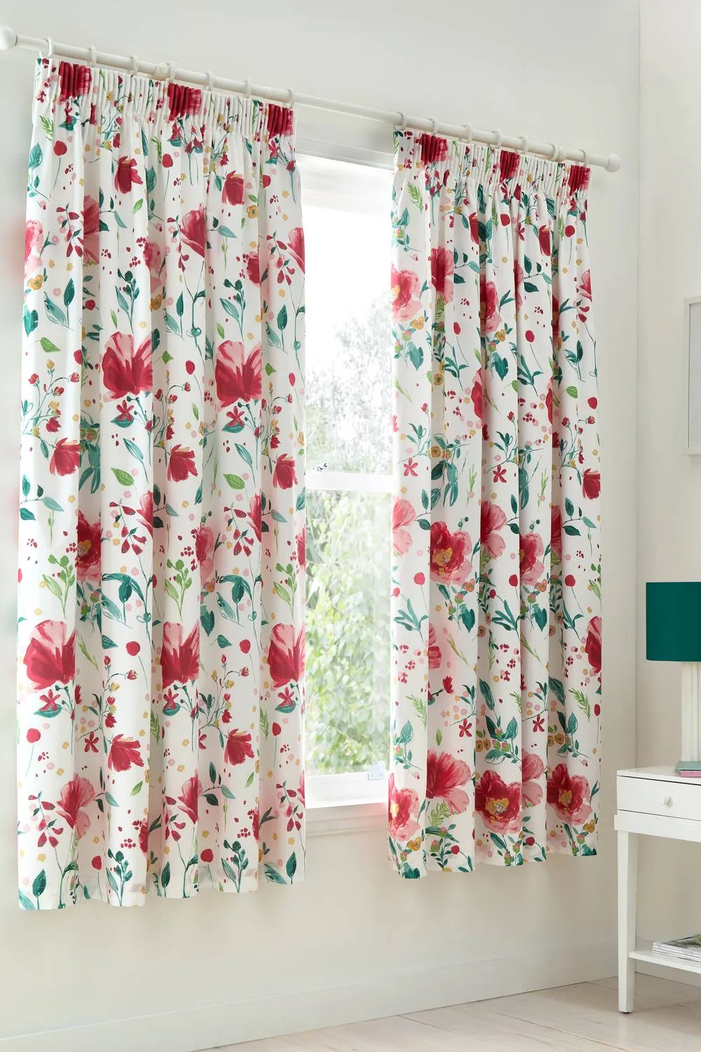 Dreams & Drapes 'Abstract Poppy' Lined Pair of Pencil Pleat Curtains