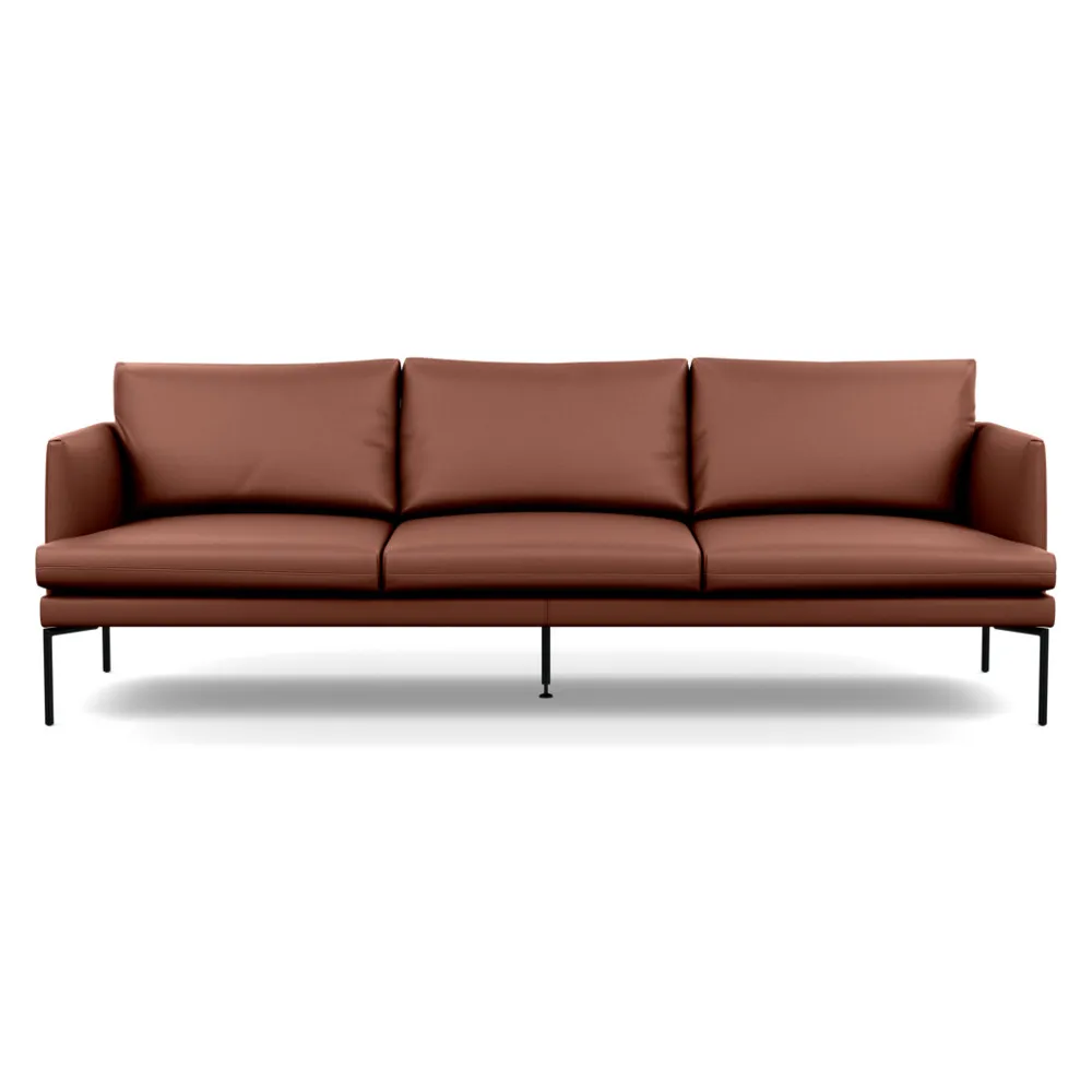 Heal's Matera 4 Seater Sofa Leather Grain Dark Brown 068 Black Feet 1