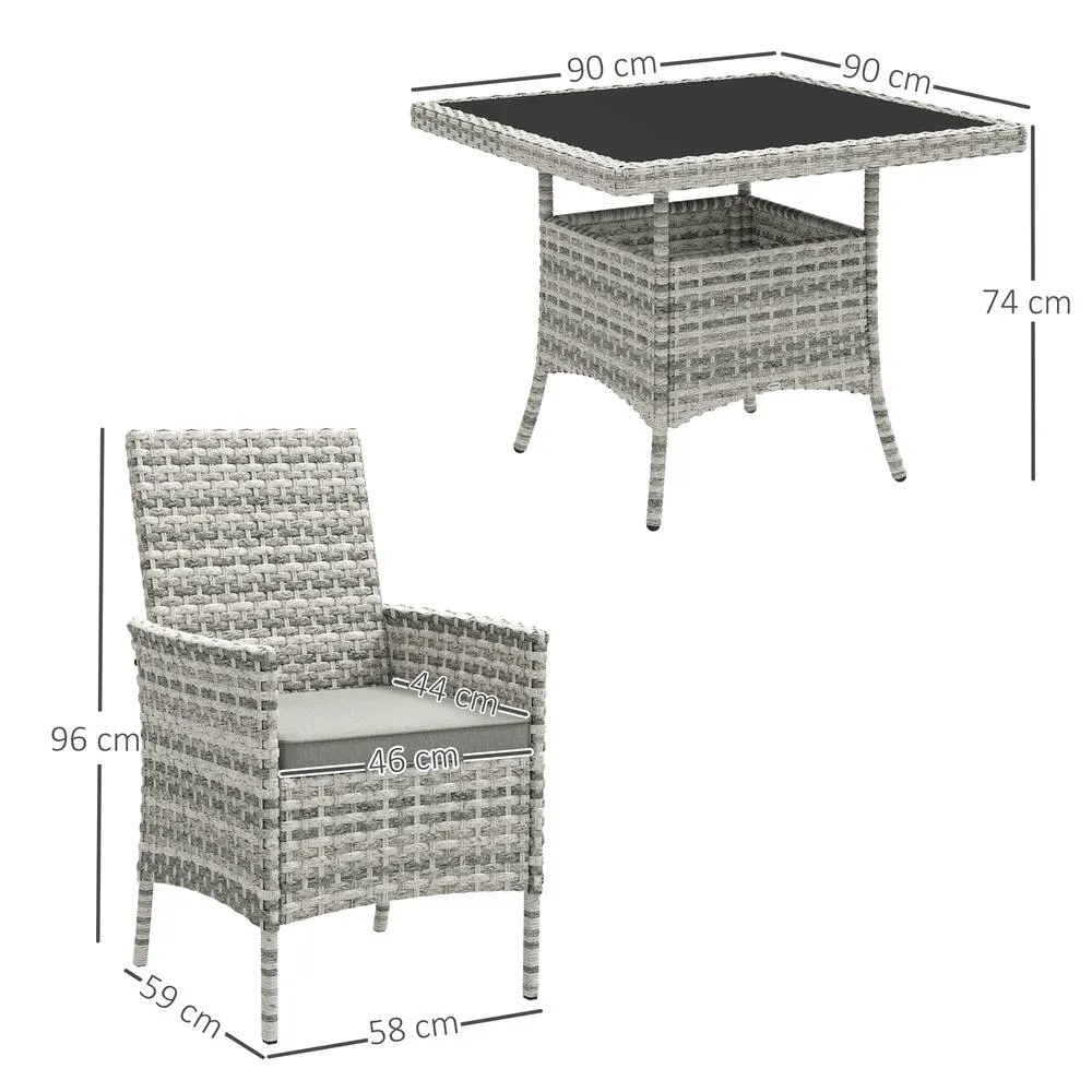 OUTSUNNY 4 Seater Rattan Garden Furniture Set with Cushion, Mixed-Grey in Mid Grey 3