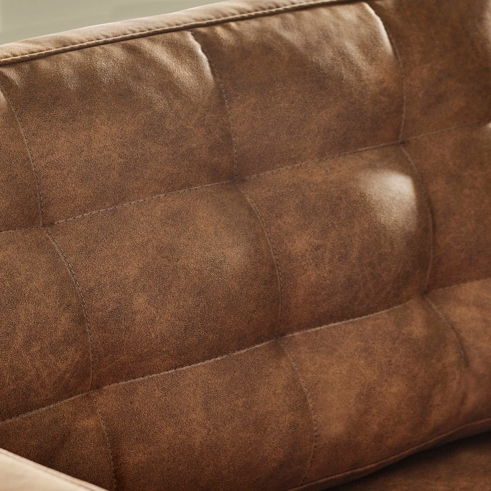 FurnitureboxUK Jade Brown Faux Leather 3 Seater Sofa in Tan 5