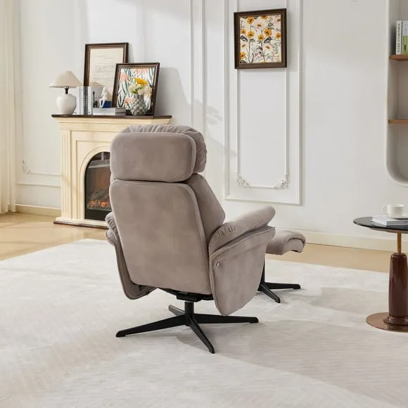 Edinburgh Faux Suede Swivel Chair with Footstool 3