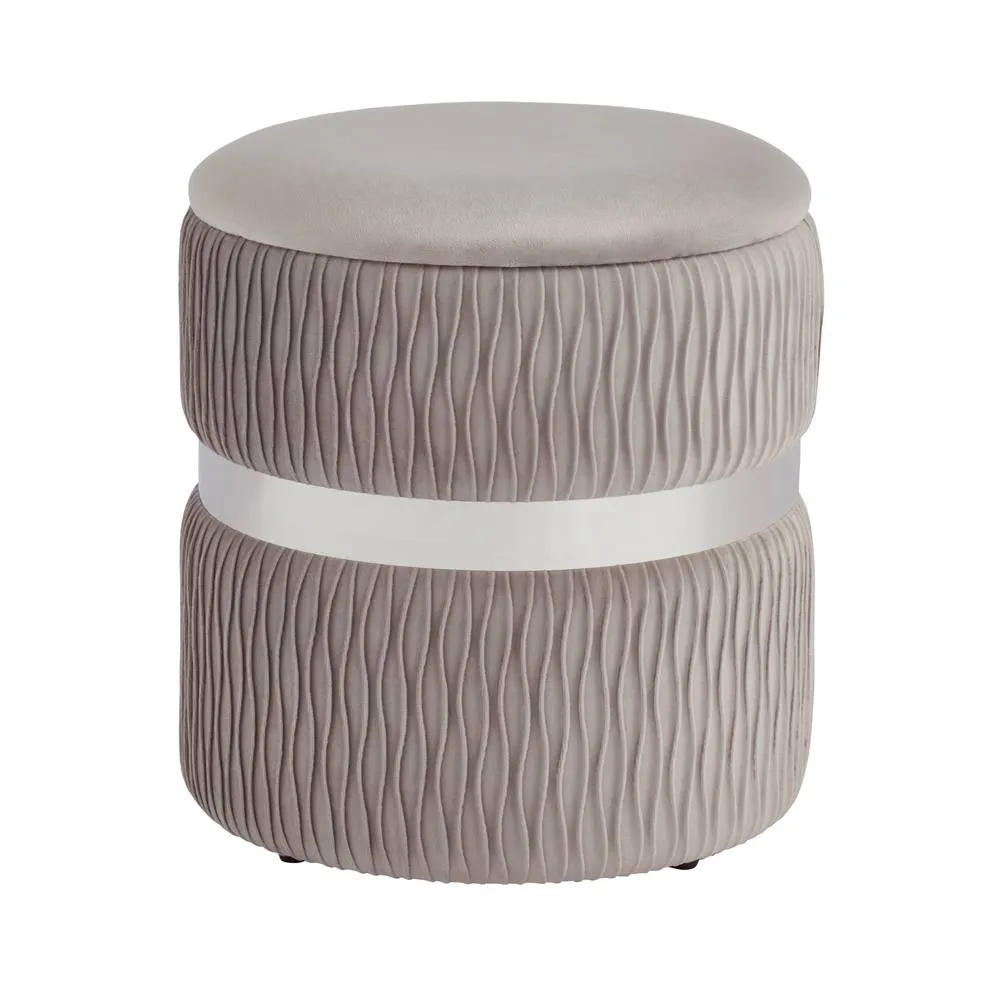 GFW Eden Velvet Storage Stool in Grey 2