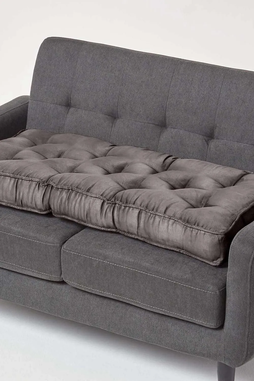 Homescapes Faux Suede 2 Seater Booster Cushion in Grey 1