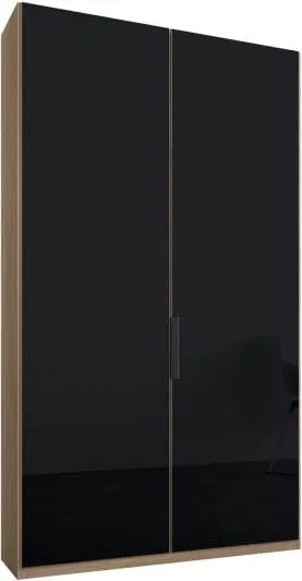 Caren 2 door 100cm Hinged Wardrobe, Oak Frame, Basalt Grey Glass Doors